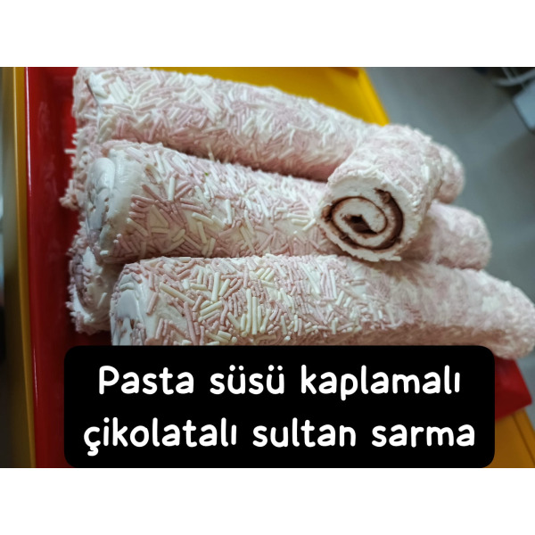 Pasta süsü kaplamalı cikolatalı sultan sarma lokumu