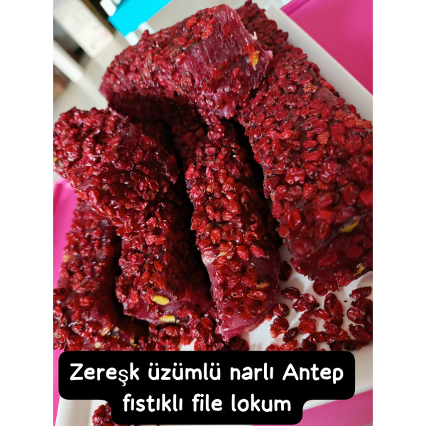 Zereşk üzümlü narlı antep fıstıklı lokum